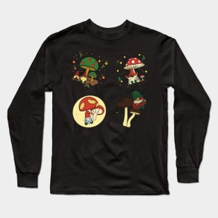 Vintage Merry Mushroom Lovers Stickers Pack Long Sleeve T-Shirt